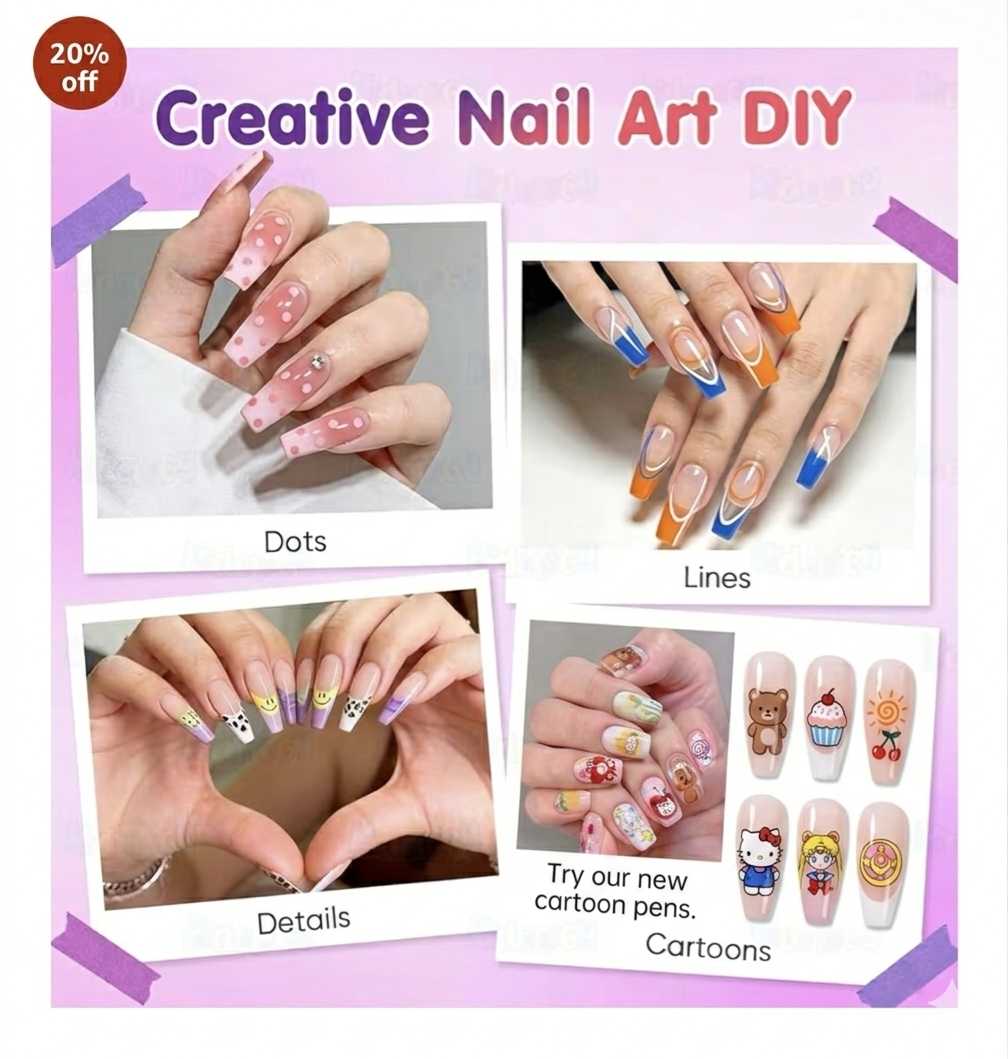 REVRO 12 Colors DIY Nail Art Pens Set