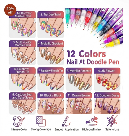 REVRO 12 Colors DIY Nail Art Pens Set