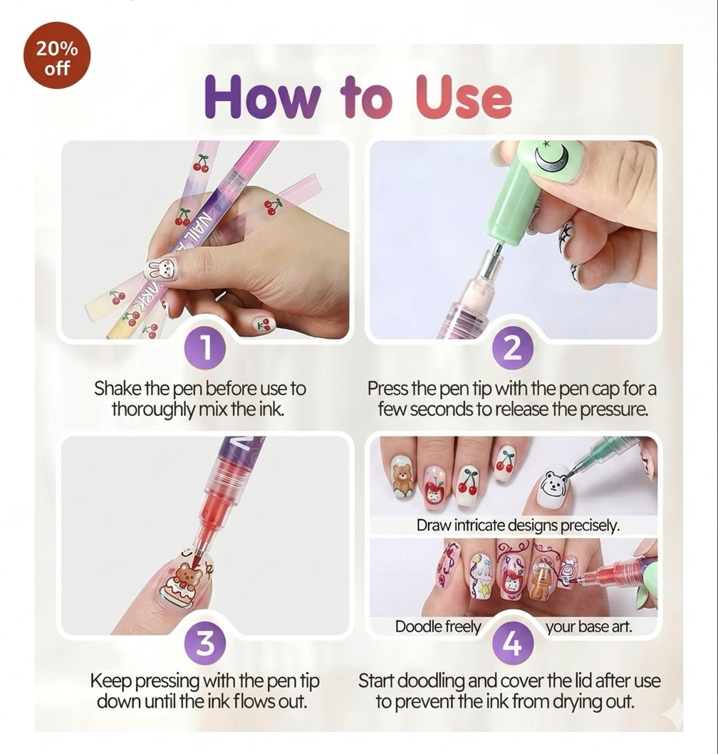 REVRO 12 Colors DIY Nail Art Pens Set